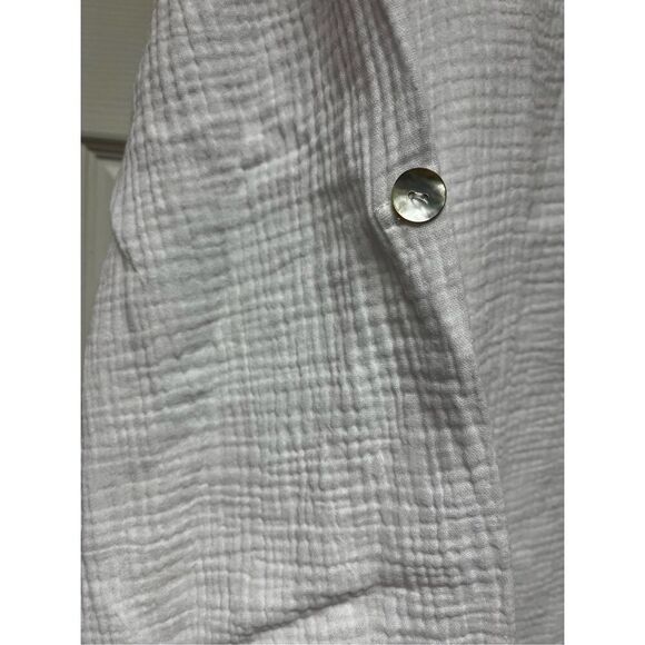 Toofan White Gauze Lagenlook Mother of Pearl Back Button Tunic Shirt sz 1X NWT - Picture 3 of 9